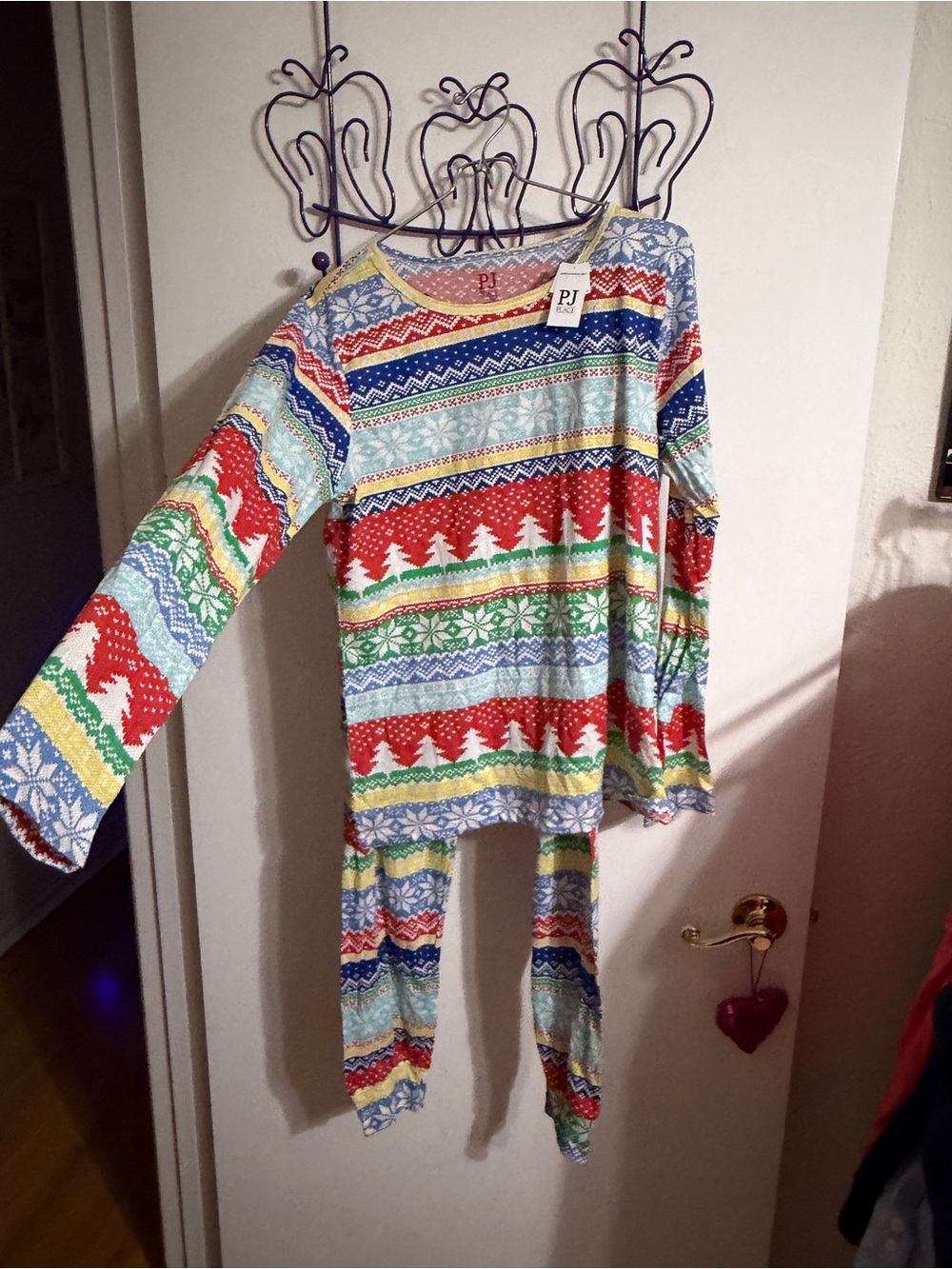💜 Medium PJ Place Multicolor PJ Top and Bottom set  with Red, Yellow & Blue NWT